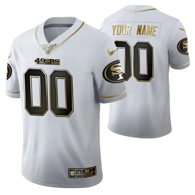 Men's San Francisco 49ers Custom 100th Season Jersey - White Vapor Limited Golden Edition -