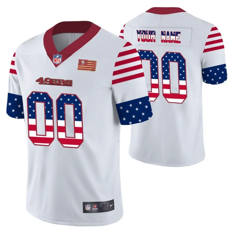 Men's San Francisco 49ers Custom White Independence Day Vapor Limited Jersey -