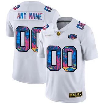Men's San Francisco 49ers Customized 2020 White Crucial Catch Limited Stitched Limited Jersey -
