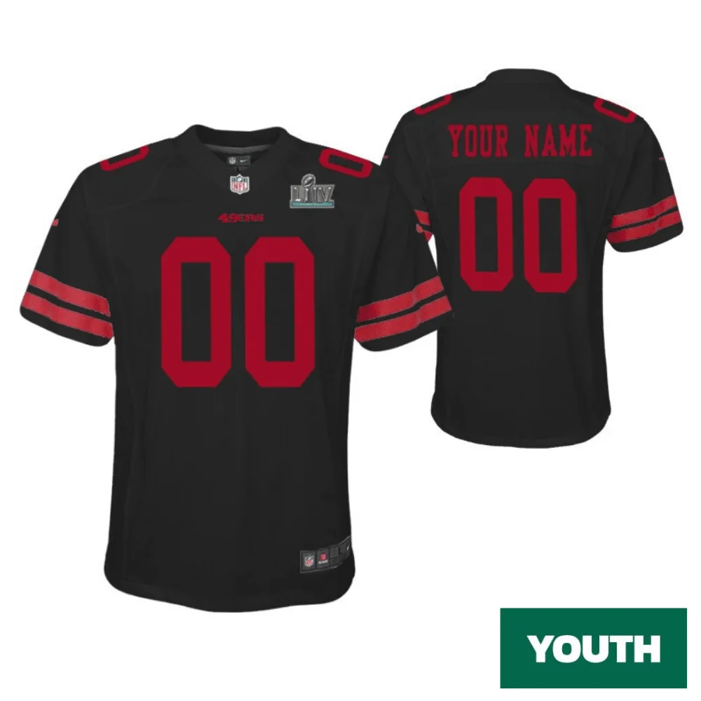 Youth's Custom San Francisco 49ers Super Bowl LIV Black Game Jersey -