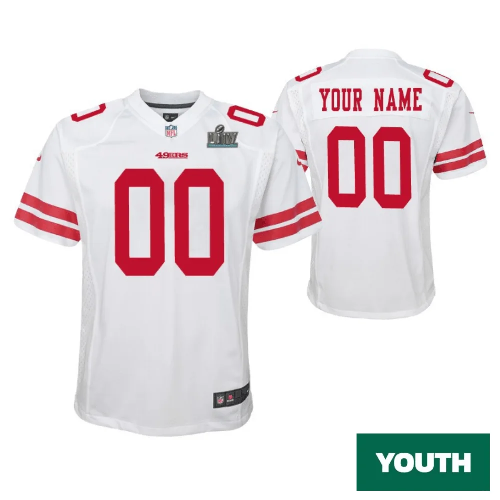 Youth's Custom San Francisco 49ers Super Bowl LIV White Game Jersey -
