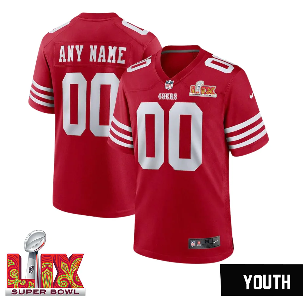 Youth’s Custom San Francisco 49ers Super Bowl LIX Home Game Jersey –