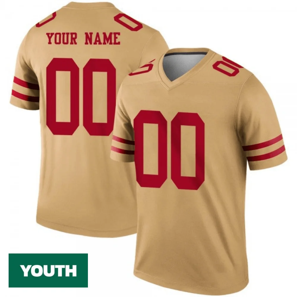 Youth's San Francisco 49ers Custom Inverted Jersey - Gold Legend -