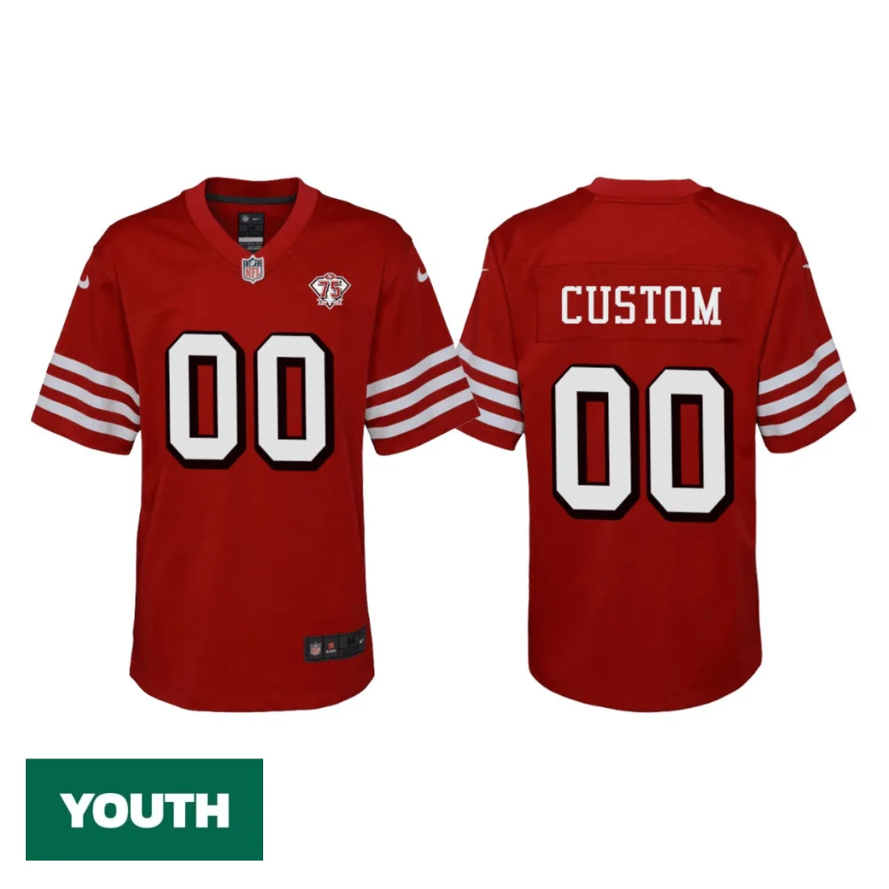 Youth's San Francisco 49ers Custom Scarlet 75th Anniversary Throwback Game Jersey -