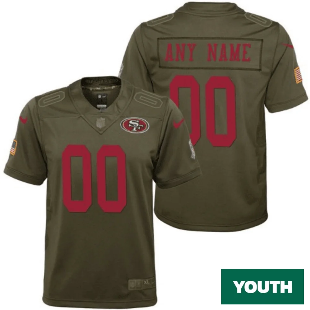 Youth's San Francisco 49ers Olive 2017 Salute to Service Game Customized Jersey -