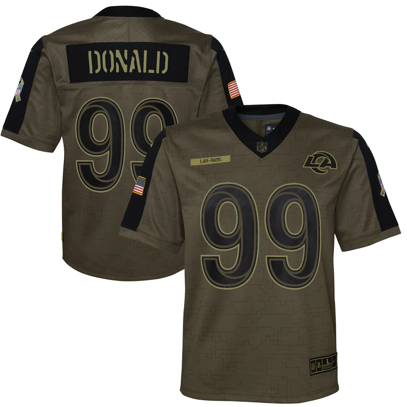 Aaron Donald Los Angeles Rams Youth 2021 Salute To Service Game Jersey - Olive -