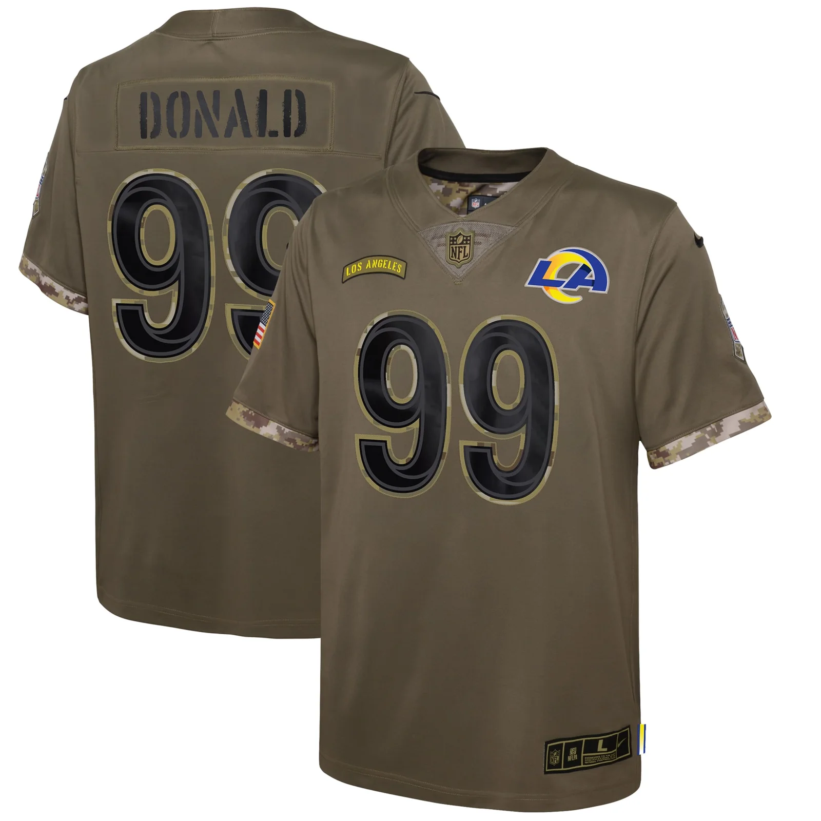 Aaron Donald Los Angeles Rams Youth 2022 Salute To Service Player Limited Jersey - Olive -
