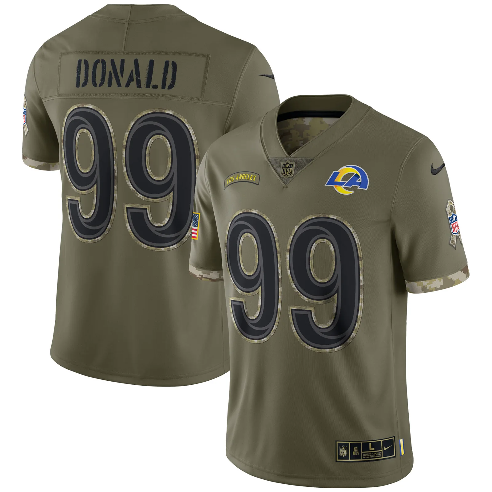 Men's Aaron Donald Los Angeles Rams 2022 Salute To Service Limited Jersey - Olive -
