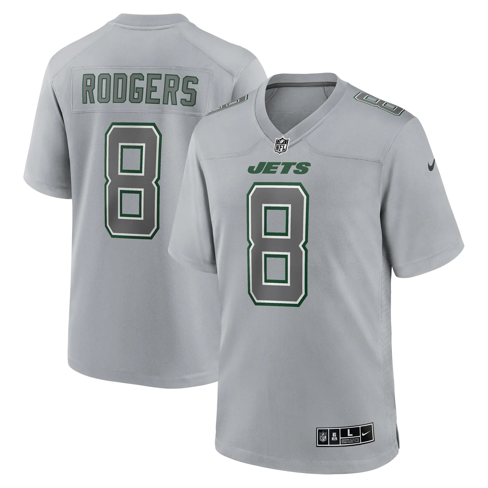 Men'sAaron Rodgers New York Jets Atmosphere Fashion Game Jersey - Heather Gray -