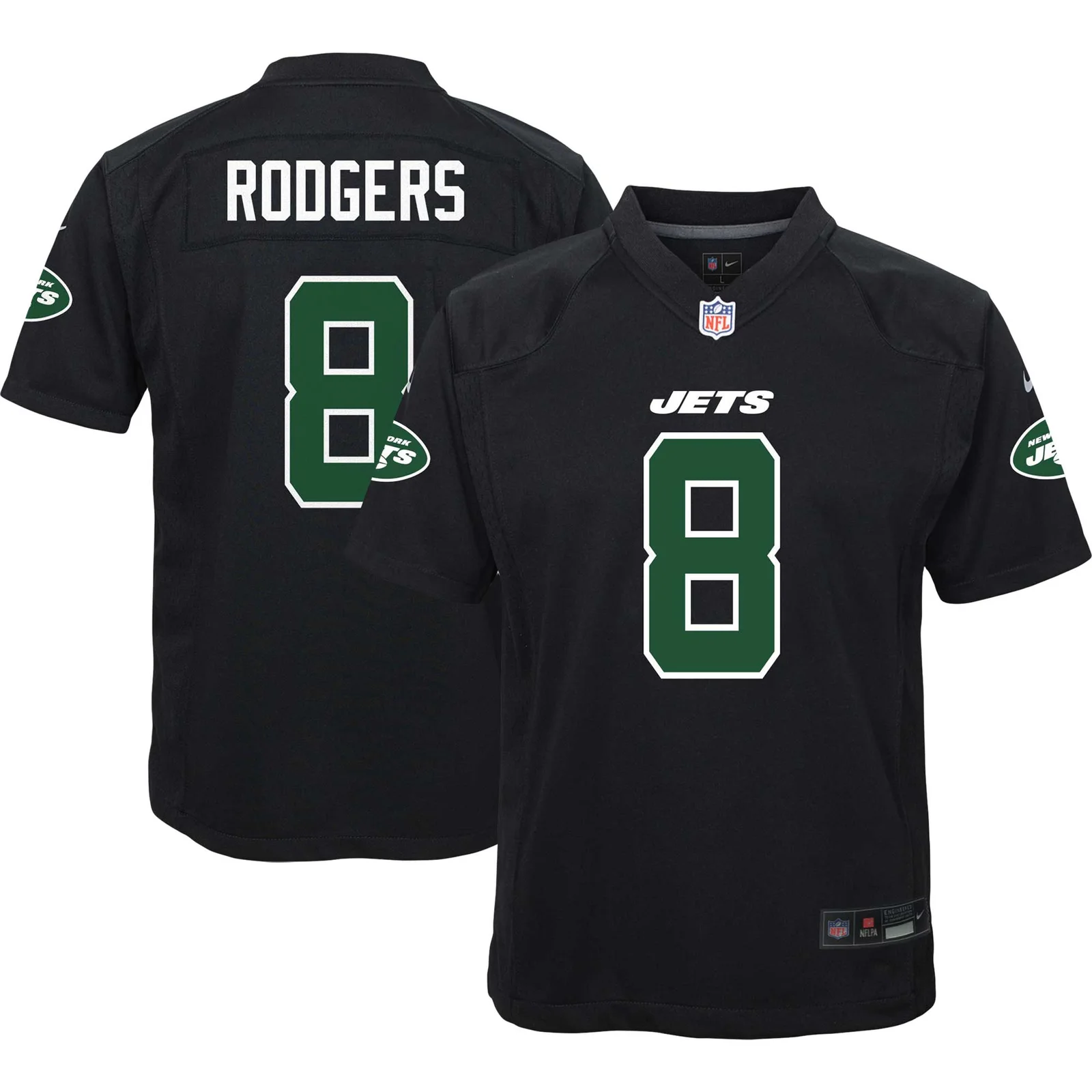 Aaron Rodgers New York Jets Youth Fashion Game Jersey - Black -