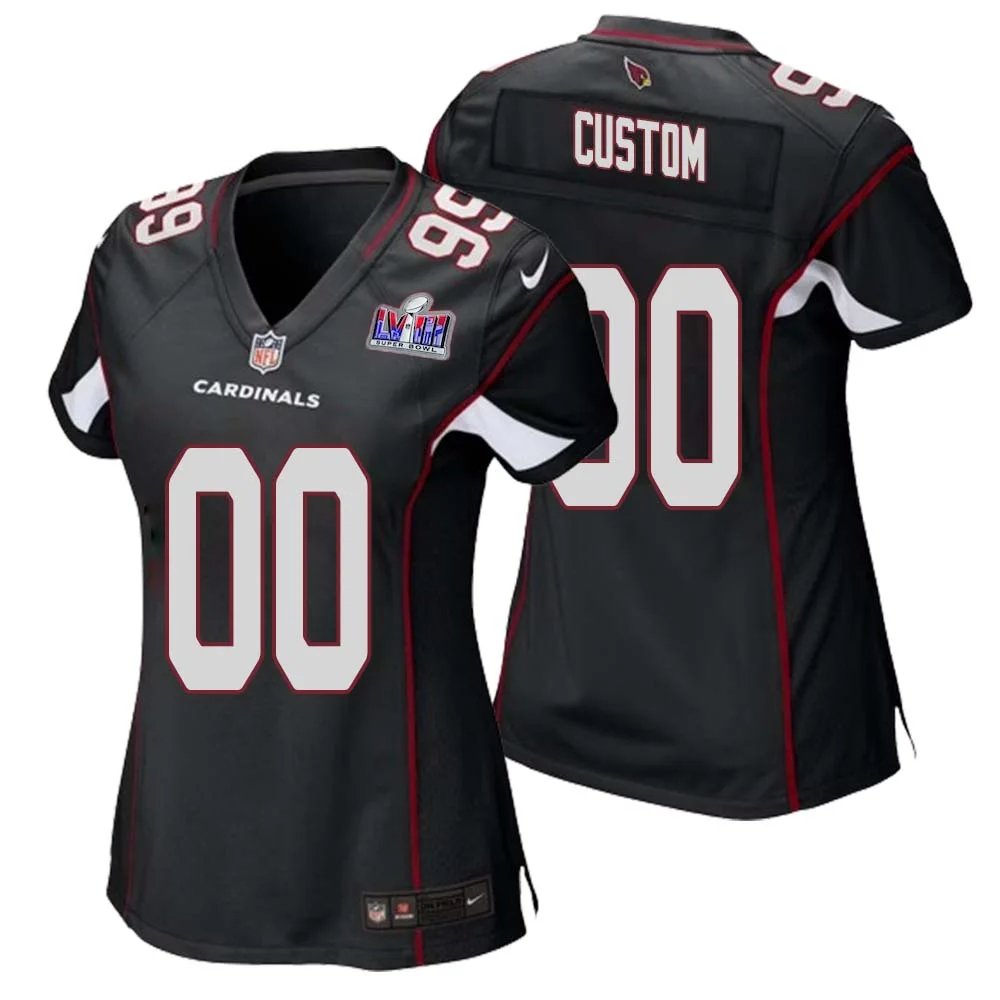 Custom Arizona Cardinals Super Bowl LVIII Black Alternate Game Jersey Cardinal for Woman -