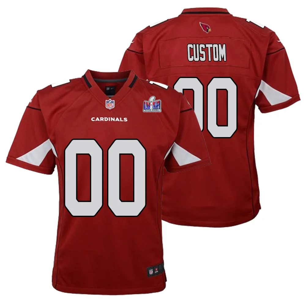 Custom Arizona Cardinals Super Bowl LVIII Home Game Jersey Cardinal for Youth -