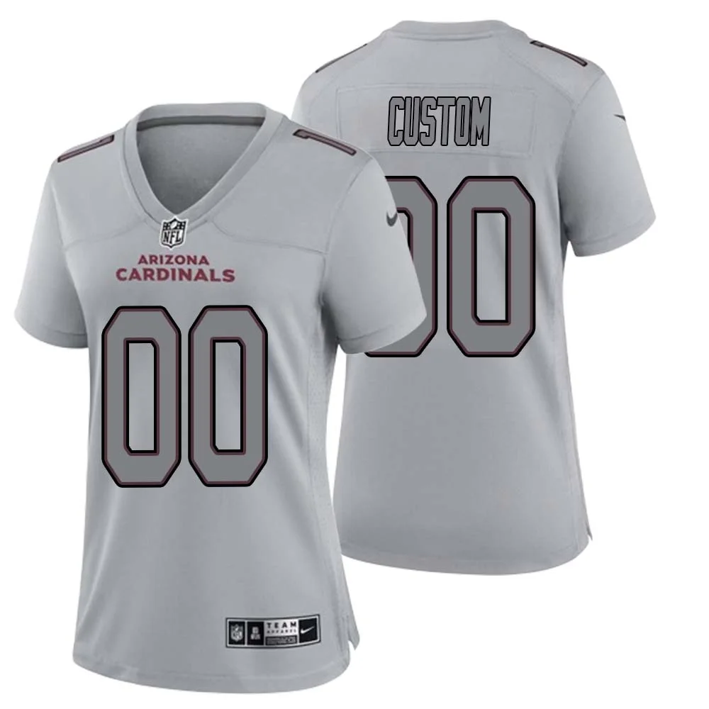Custom Woman Arizona Cardinals Gray Atmosphere Fashion Game Jersey -