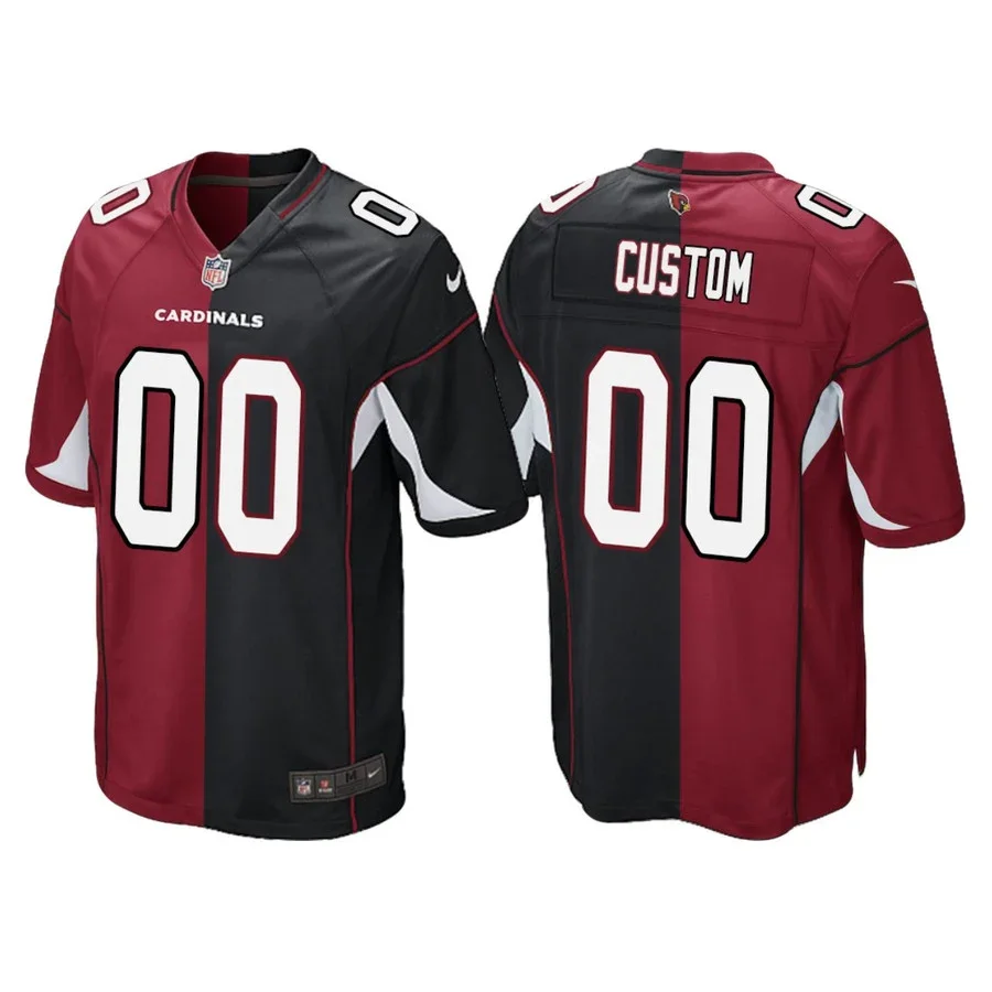 Men's Arizona Cardinals Custom Split Game Jersey - Cardinal Black -