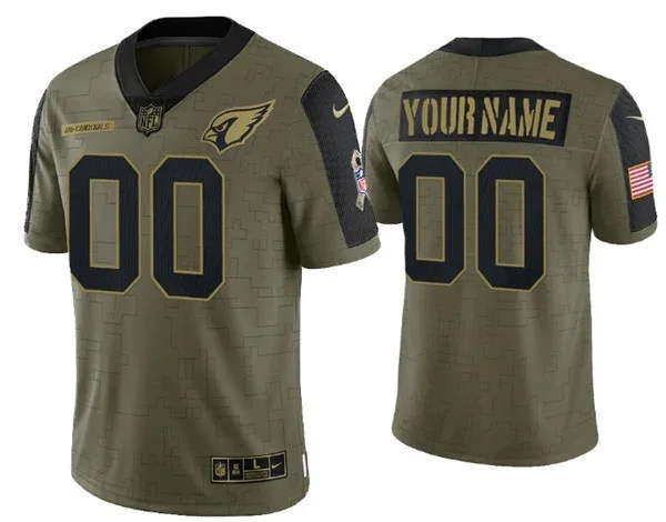 Men's Custom Arizona Cardinals 2021 Salute To Service Jersey - Limited Olive -