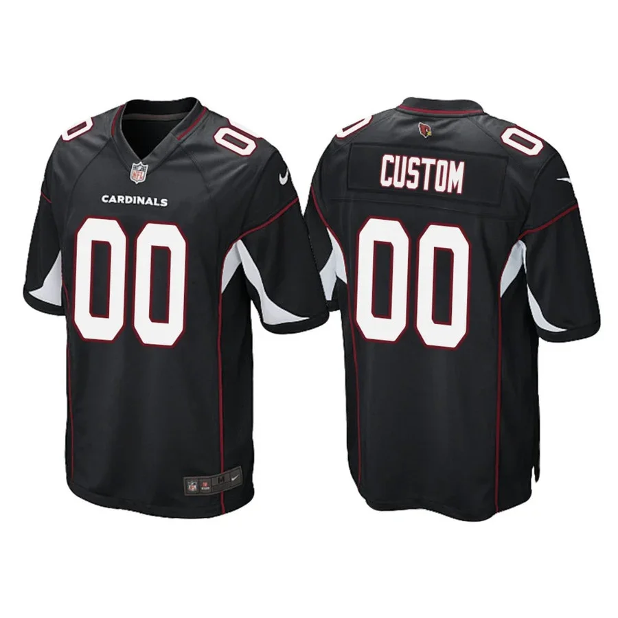 Men's Custom Arizona Cardinals Alternate Game Jersey - Black -