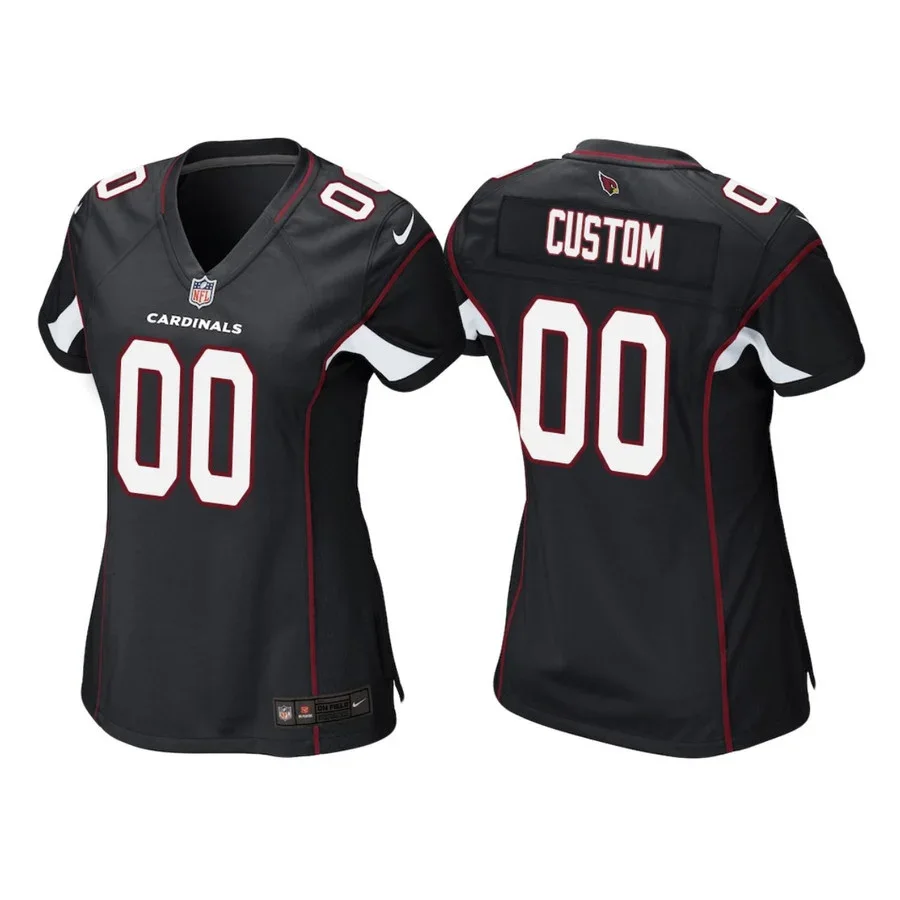 Woman's Custom Arizona Cardinals Alternate Game Jersey - Black -