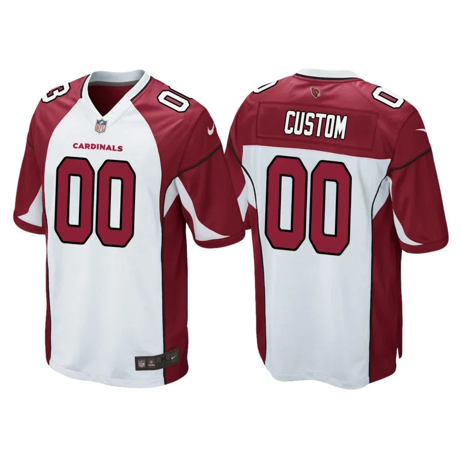 Youth's Custom Arizona Cardinals Road Game Jersey - White -