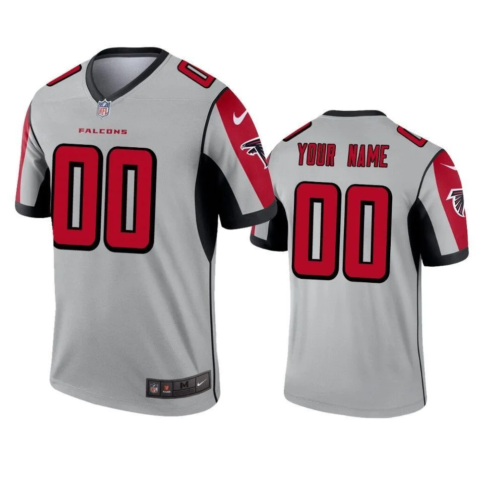 Men's Atlanta Falcons Custom Silver Inverted Legend Jersey -