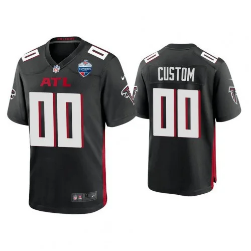 Men's Custom Atlanta Falcons #00 Balck 2021 London Games Patch Game Jersey -