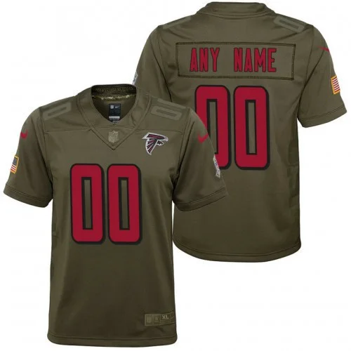 Youth's Atlanta Falcons Olive 2017 Salute to Service Game Customized Jersey -