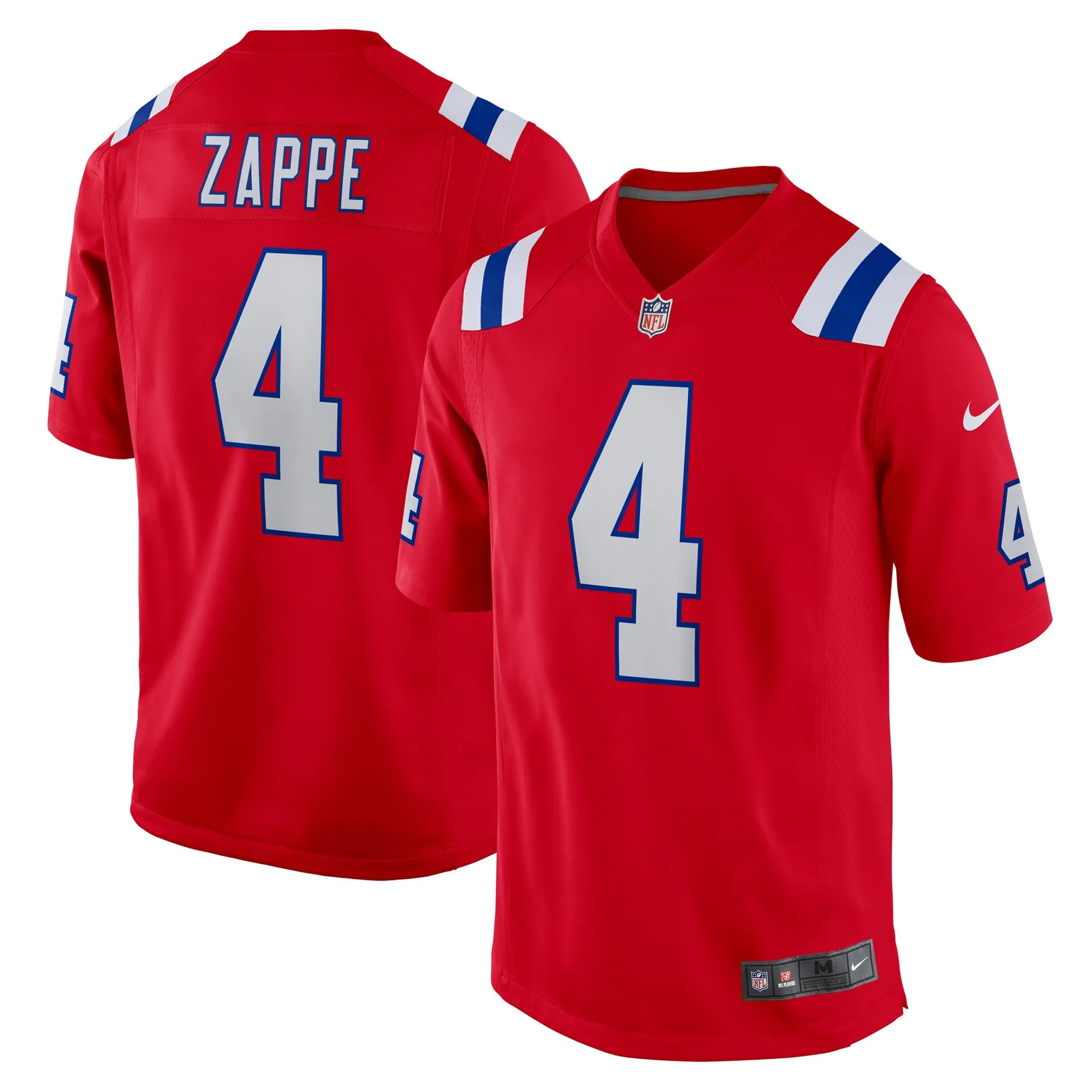 Men'sBailey Zappe New England Patriots Alternate Game Player Jersey - Red -
