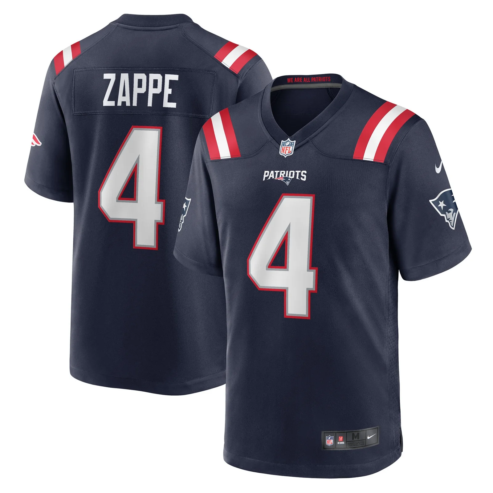 Men'sBailey Zappe New England Patriots Game Player Jersey - Navy -