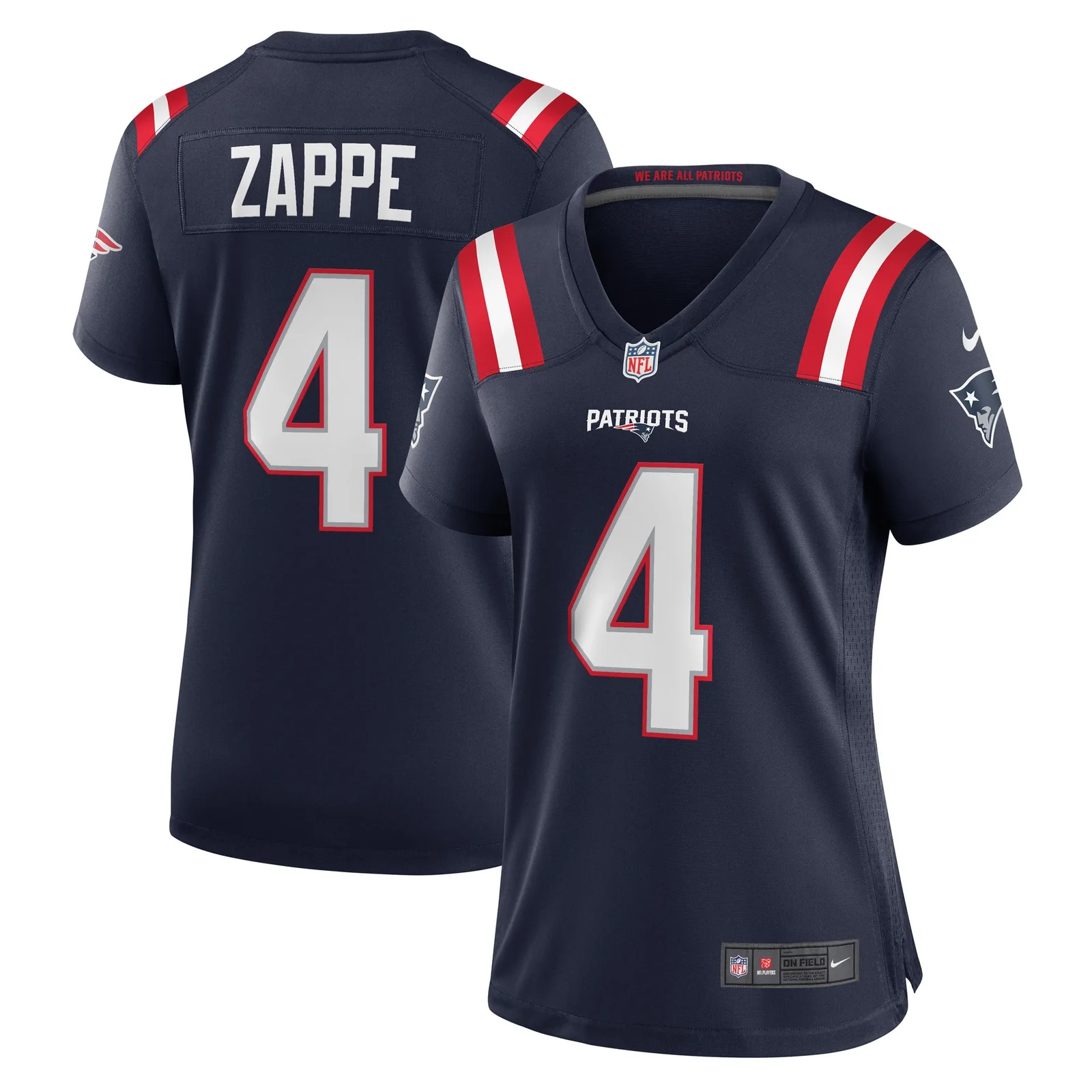 Bailey Zappe New England Patriots Woman's Game Player Jersey - Navy -