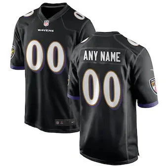 Raven Jersey Custom for Men Black Baltimore Ravens Alternate Custom Game Jersey -