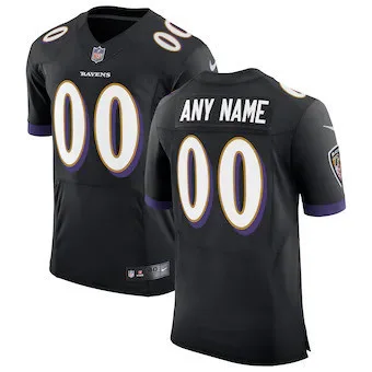 Raven Jersey Custom for Men Black Baltimore Ravens Speed Machine Elite Custom Jersey -