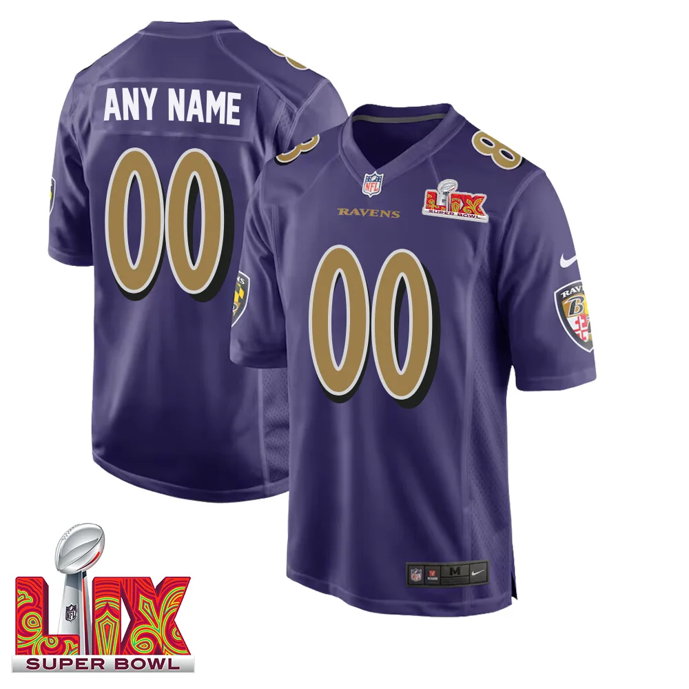 Men’s Custom Baltimore Ravens Super Bowl LIX Alternate Jersey –