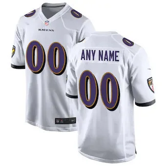 Raven Jersey Custom for Men White Baltimore Ravens Custom Game Jersey -