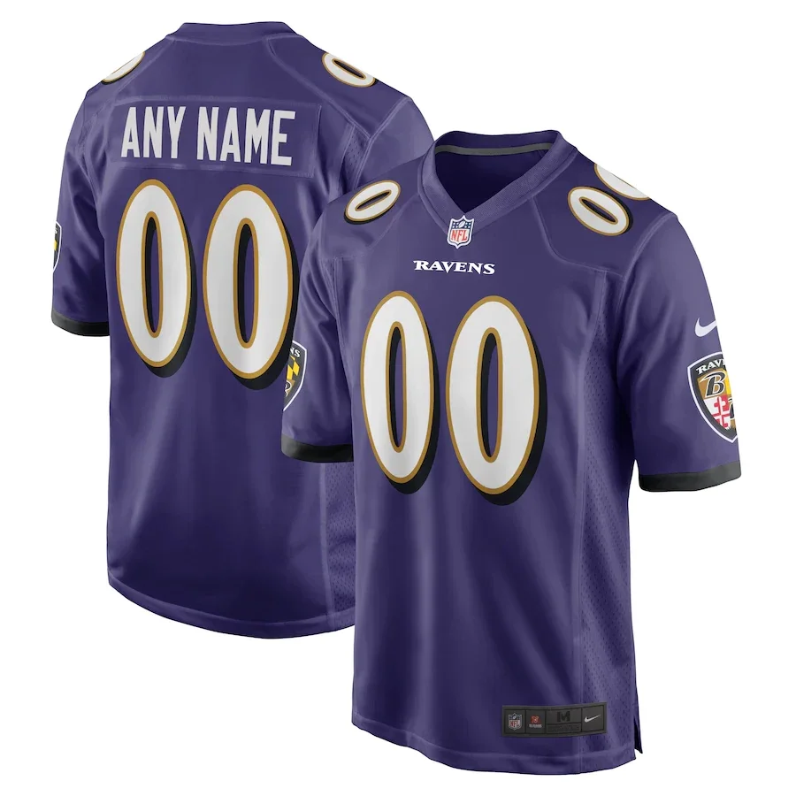 Raven Jersey Custom for Men White Baltimore Ravens Custom Game Jersey - Purple -