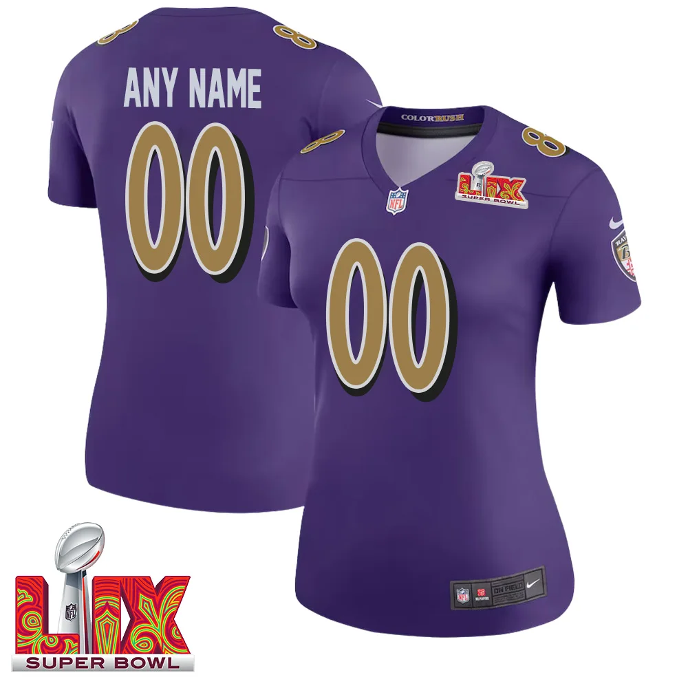 Woman’s Custom Baltimore Ravens Super Bowl LIX Alternate Jersey –