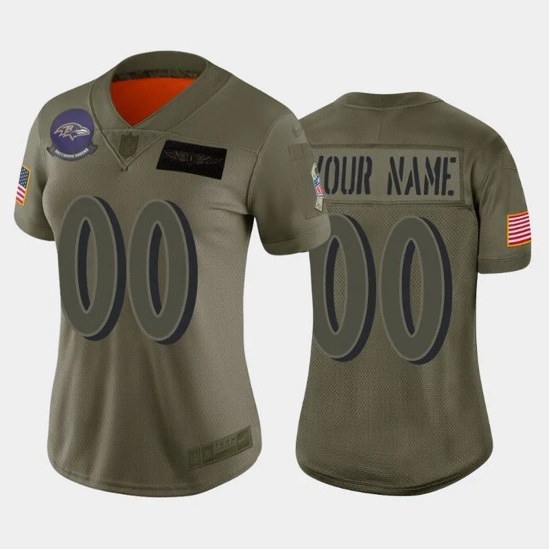 Raven Jersey Custom for Woman Baltimore Ravens Custom Camo 2019 Salute to Service Limited Jersey -