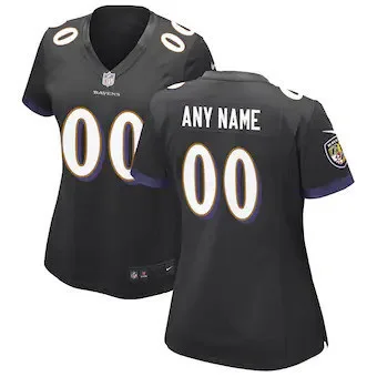 Raven Jersey Custom for Woman Black Baltimore Ravens Alternate Custom Game Jersey -