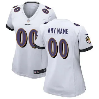 Raven Jersey Custom for Woman White Baltimore Ravens Custom Game Jersey -