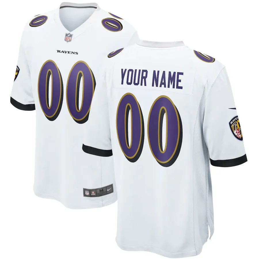 Raven Jersey Custom for Youth Baltimore Ravens Road Game Jersey - Custom -