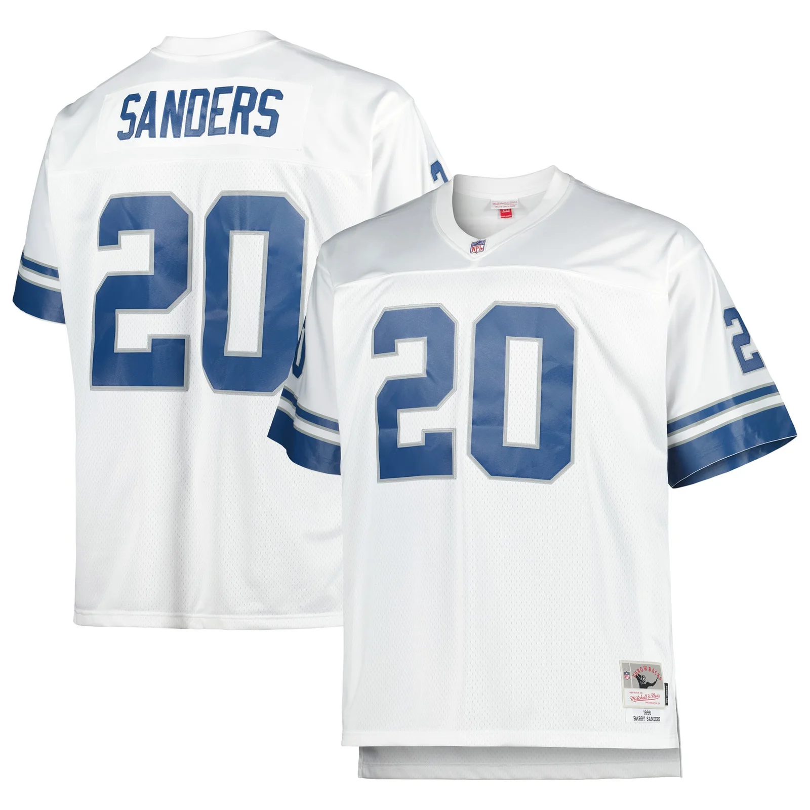 Men's Barry Sanders Detroit Lions Mitchell &amp; Ness Big &amp; Tall 1996 Retired Player  Jersey - White