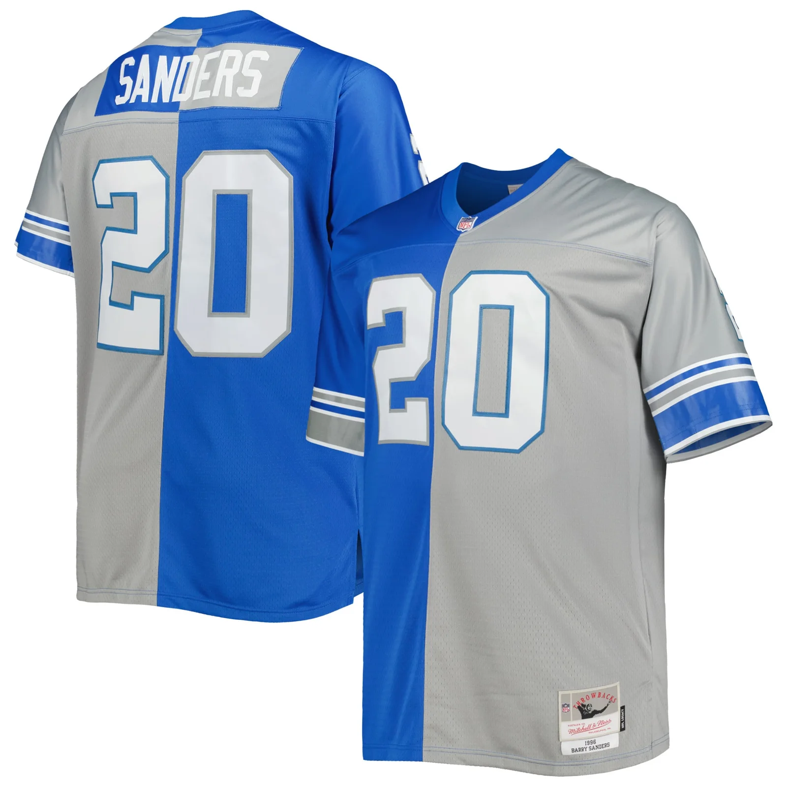 Men's Barry Sanders Detroit Lions Mitchell &amp; Ness Big &amp; Tall Split Legacy Retired Player  Jersey - Blue/Silver