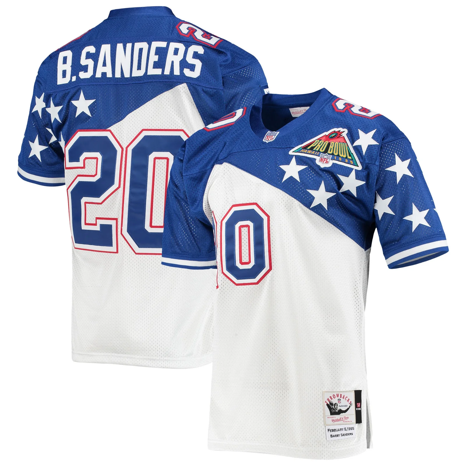 Men's Barry Sanders NFC Mitchell &amp; Ness 1994 Pro Bowl Authentic Jersey - White/Blue -