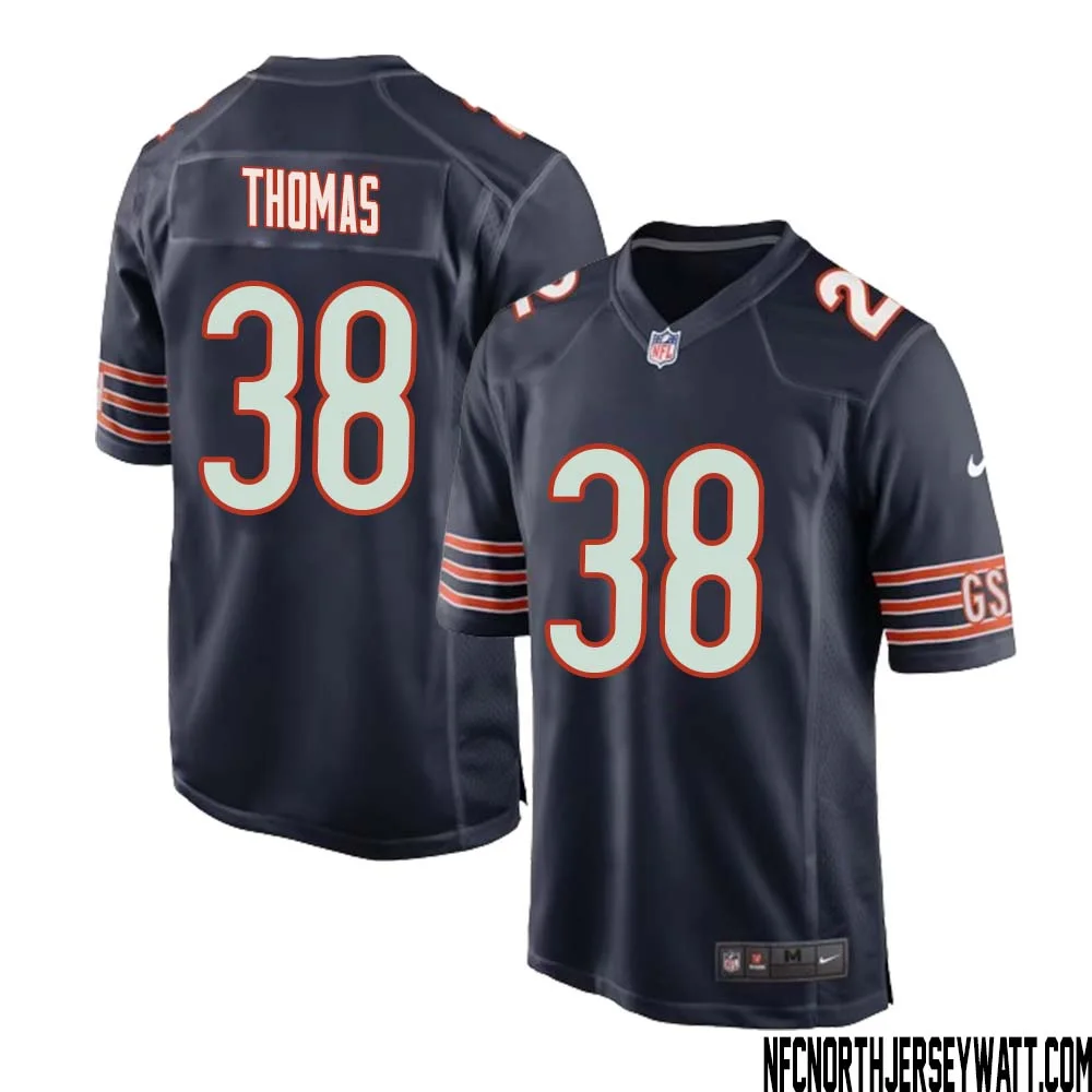 A.J. Thomas No 38 Chicago Bears Home Game Navy Jersey for Men