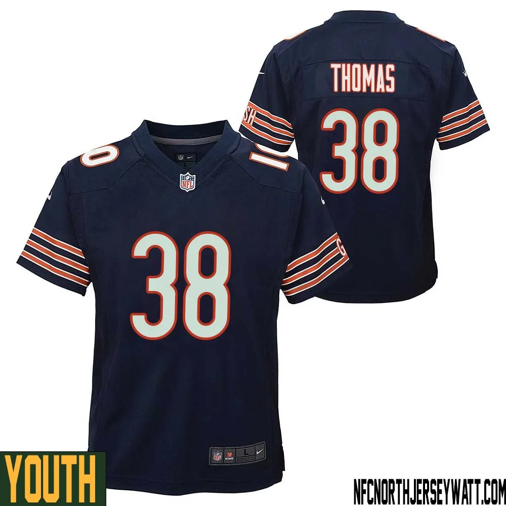 A.J. Thomas No 38 Chicago Bears Home Game Navy Jersey for Youth 1