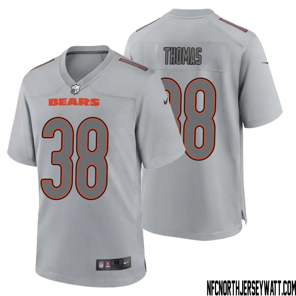 A.J. Thomas No 38 Men Gray Chicago Bears Atmosphere Fashion Game Jersey 1
