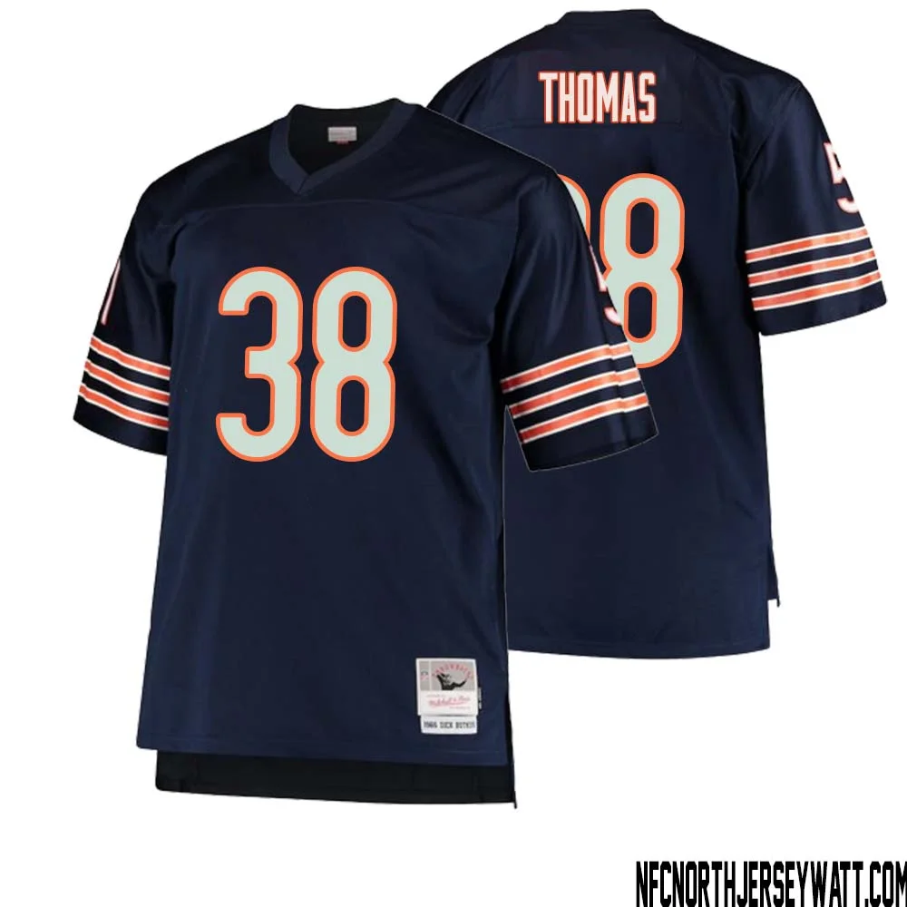 A.J. Thomas No 38 Men Mitchell Ness Navy Chicago Bears Big Tall 1966 Retired Player Replica Jersey