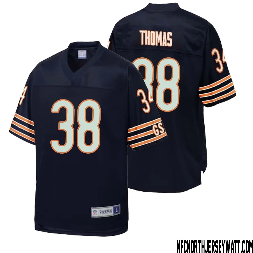 A.J. Thomas No 38 Men NFL Pro Line Navy Chicago Bears Retired Player Replica Jersey 1