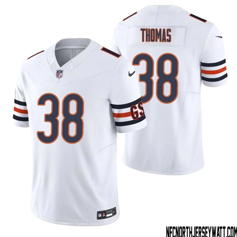 A.J. Thomas No 38 Men White Chicago Bears Vapor F.U.S.E. Limited Jersey 1