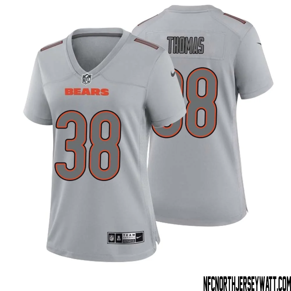 A.J. Thomas No 38 Women Gray Chicago Bears Atmosphere Fashion Game Jersey