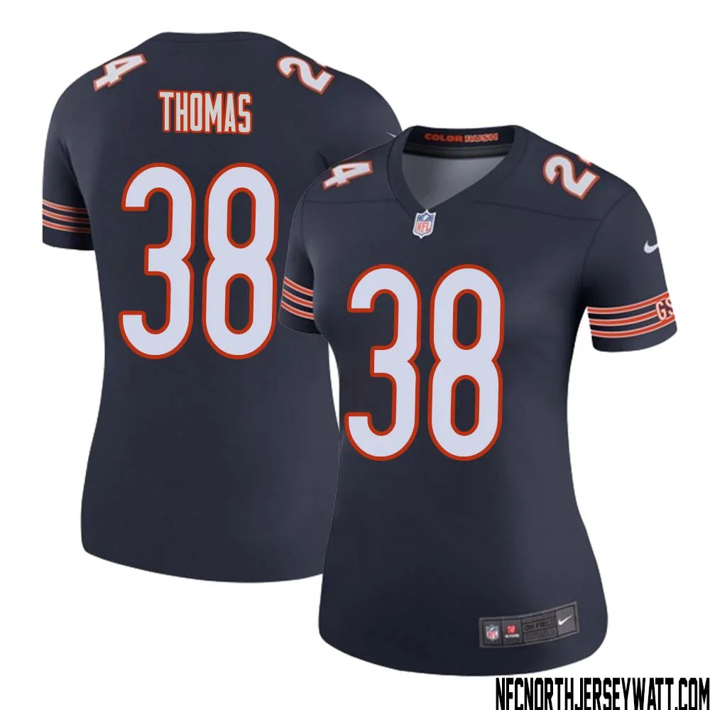A.J. Thomas No 38 Women Navy Chicago Bears Color Rush Legend Jersey