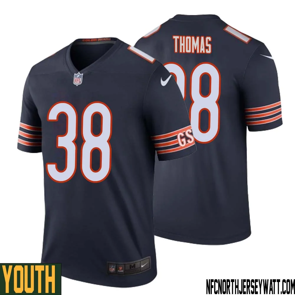 A.J. Thomas No 38 Youth Navy Chicago Bears Color Rush Legend Jersey 1